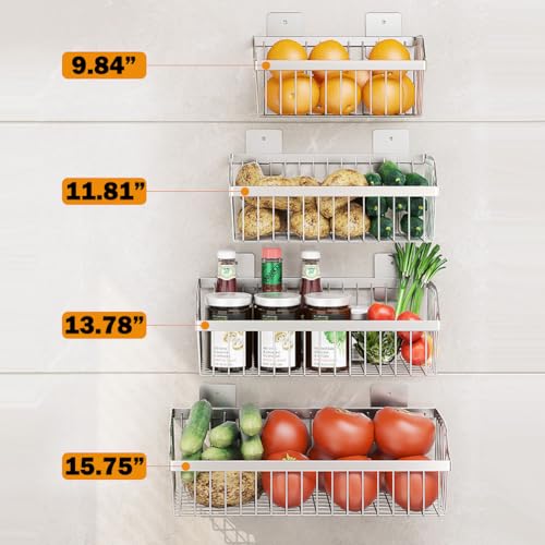 SUS304 Stainless Steel Hanging Storage Baskets Organizer Wall Mount, Metal Wire Storage Bin Rack for Kitchen Bathroom Shower Spice Shelf,L 9.84 Inch - size: 9.8Inch 1PCS