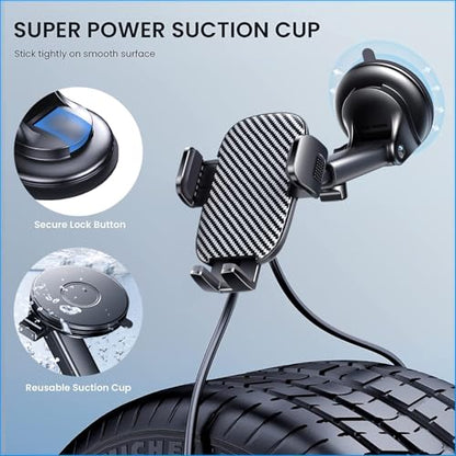 Phone Mount for Car Phone Holder [Military-Grade Suction & Stable Clip] Car Phone Holder Mount Windshield Dashboard Air Vent Universal Automobile Mount Fit Shower & Wall Mounts iPhone - style: Modle-B