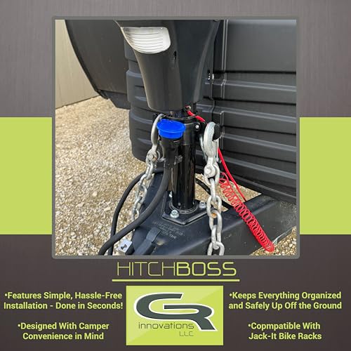 GR Innovations HitchBoss 7-Way - Towing Organizer for Manual/Electric 2” & 2 ¼” Trailer Hitch - Easy Install RV Accessories - Side Hooks, Cable & Harness Holder - Made in USA - size: 7 Way