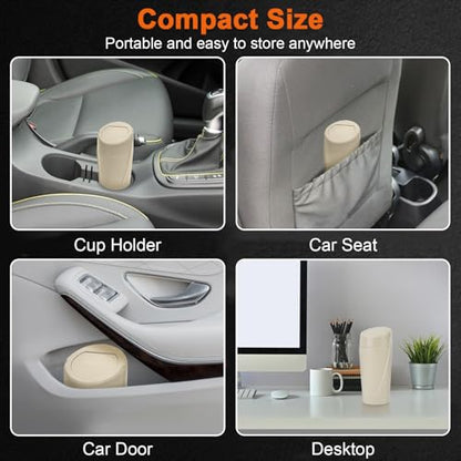 Car Trash Can, 2 Packs Mini Car Garbage Can Cup Holder with Lid | Leakproof Car Trash Bin with 60 Trash Bags, Vehicle Front Back Seat Organizers and Storage for Car, Home, Office, Beige - color: Beige