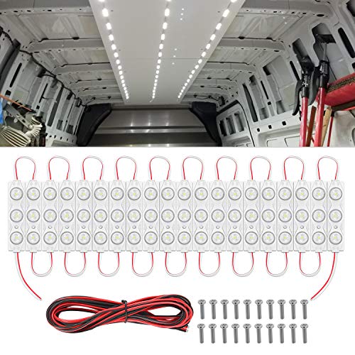 Nilight 60Leds Van Interior Light Kits 12V White Led Ceiling Lighting Kit for Truck Van RV Boats Caravans Trailers Lorries Transit 20 Modules (TL-39) - size: 60Leds 20 Modules