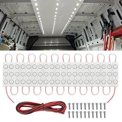 Nilight 60Leds Van Interior Light Kits 12V White Led Ceiling Lighting Kit for Truck Van RV Boats Caravans Trailers Lorries Transit 20 Modules (TL-39) - size: 60Leds 20 Modules