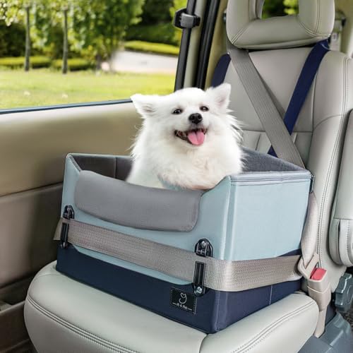 Upgraded Dog Car Seats for Small Dogs Under 25lbs – Safety Booster Seat with Patent Buckles, Adjustable Leash, for Travel, Cars, SUV, Pickup – A4Pet Pet Bed for Puppy & Cat - color: Blue, size: Small