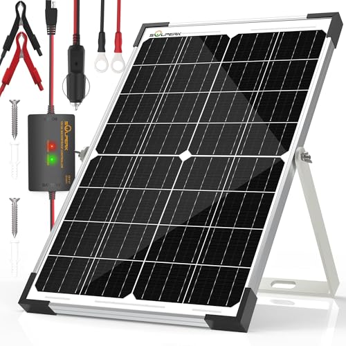 SOLPERK 15W Solar Battery Charger 12V Waterproof Solar Panel Charger + Upgrade 8A Charge Controller+ Adjustable Mount Bracket for Car, Motorcycle, Boat, Marine, RV,Trailer, Tractor,Truck, etc. - size: 15W