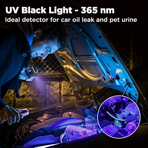 WORKPRO Flashlight Pen Light, Rechargeable Penlight with 365 nm UV Black Light, 450 Lumen LED Mini Pocket Flashlight, for Inspection, Work, Repair, Pet Secretion Detection - color: Black