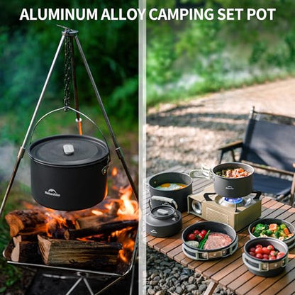 Naturehike Camping Cookware Set Mess Kit for Backpacking Gear, Camp Cooking Set, Camping Pots and Pans Set for Outdoor Backpacking Camping Hiking Picnic - color: 4-7 People