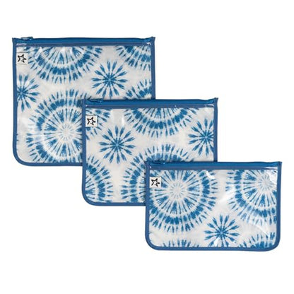 Tiny Twinkle Diaper Bag Organizing Pouches|3 Pack Mess-Proof Clear Front Travel Organizer Bags&TSA Approved Toiletry Bag Set for Baby and Mom Essentials - color: Blue Tie Dye