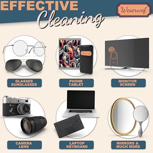 WESERWEF Design Microfiber Glasses Cleaning Cloth – Premium Cleaning Cloth for Eyeglasses, Screens, Tablets, Cameras & Lenses, 12" x 12", Ultra-Soft & Scratch-Free (Cats) - color: cats
