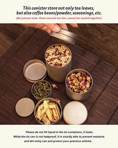Boundless Voyage Titanium Small Tin Can Box Canister Tea Tins Coffee Tins Food Storage Container for Tea,Coffee, Herb, Candy, Chocolate, Sugar, Spices, Beans - color: Ti3209D-120ml 1pcs