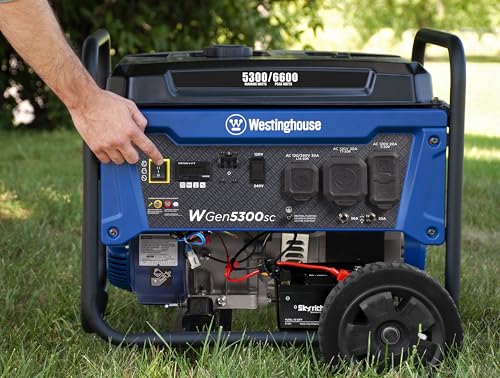 Westinghouse 6600 Watt Home Backup Portable Generator, Electric Start, Transfer Switch Ready 30A Outlet, RV Ready 30A Outlet, CO Sensor - style: 6600 Watts - Gas Only - Electric Start