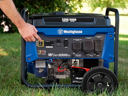 Westinghouse 6600 Watt Home Backup Portable Generator, Electric Start, Transfer Switch Ready 30A Outlet, RV Ready 30A Outlet, CO Sensor - style: 6600 Watts - Gas Only - Electric Start