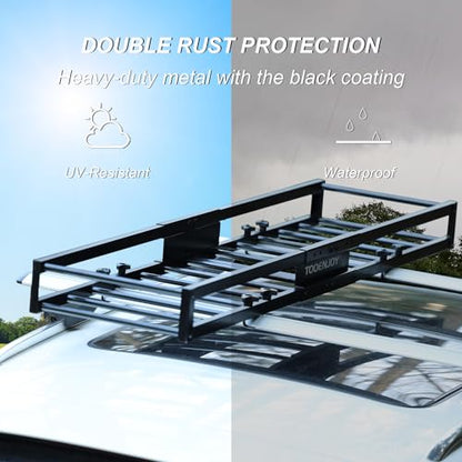 TOOENJOY 59" x 15.5" x 5" Skinny Roof Cargo Carrier Basket, Heavy Duty Roof Rack Luggage Holder for Car SUV and Pickup, 200 LBS Capacity - size: L59 x W15.5 Inch without Hitch