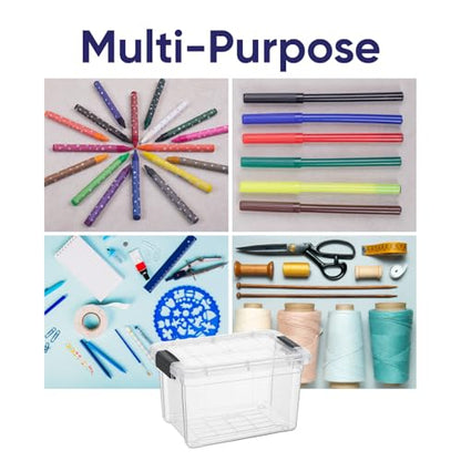 Superio Mini Storage Container Plastic Crayon Box Art Supplies and Sewing Case Stackable Clear Small Organizer for Beads, Stationery, Chalk, and Food, 1.4 Quart - size: 1.4 Quarts