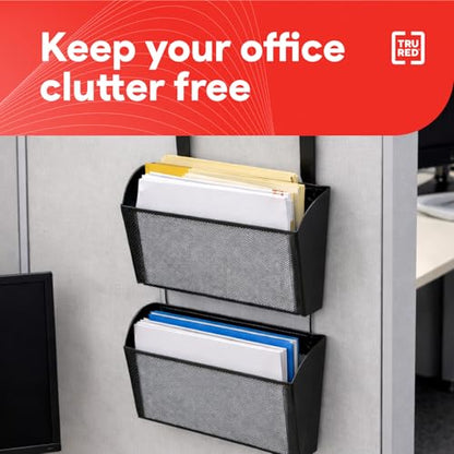 Staples TRU RED Mesh Letter Wall File, 1 - Pocket Hanging Organizer, Black, 2-Pack - Wall - Mounted Office, Door and Cubicle File Holder - style: 2 Pack