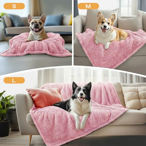 Luciphia 1 Pack 3 Calming Dog Blanket Fluffy Premium Fleece Pet Blankets Soft Sherpa Throw for Dogs Puppy Cat Pink Large (41" x31") - color: Pink, size: Large (Pack of 3)
