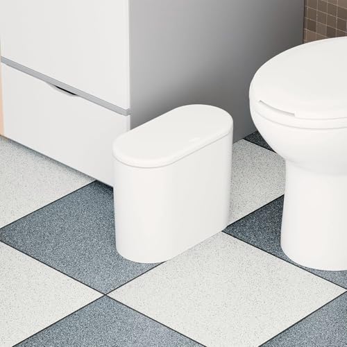 White 12 Liter Rectangular Plastic Small Garbage Can With Lid,2 Pack 3.17 Gallon Slim Bathroom Trash Can with Lid and Dog Proof Garbage Can and Wastebasket,Lidded Trashcan for Bedroom,Rv,Dorm,Office - color: White, style: Pack of 2