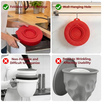 Silicone Bowl Liner for KitchenAid Mixer 4.5/5QT, Collapsible Mixing Bowl Insert with Airtight Lid, Food Grade Silicone KitchenAid Stand Mixer Bowl Liner, Heat Resistant, Dishwasher Safe, 1 Pack (Red)