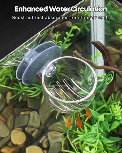 Pawfly Aquarium Plant Holder for Fish Tanks, Clear Plastic Fish Tank Plant Holder, Aquarium Planter Cup with Suction Cup, Fish Tank Plant Pot for Aquascape Decoration, Red Worm Fish Feeder - size: 1 Pack