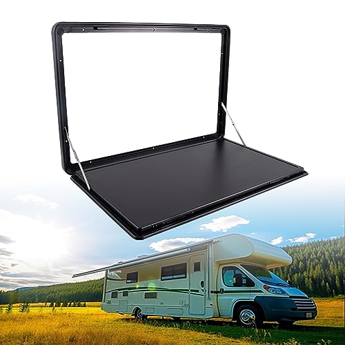 RV External Folding Table, Caravan External Hanging Table, Aluminum Wall Mount Hanging Dining Table, Drop Leaf Table Maximum Load 25kg, Perfect for Campervans and Motor Homes ( Color : Black , Size : - color: Black, size: 70x45cm/27.6x17.7in