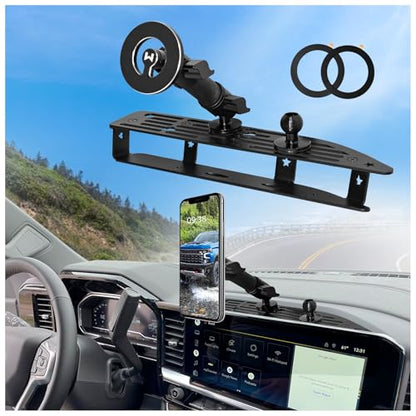 WXRYLYN 2024 2025 Silverado Sierra Metal Dash Platform Phone Mount Magnetic Phone Holder for 2022-2024 2025 2026 Silverado&Sierra Cell Phone Holder Dash Phone Mount 2024 Silverado Dash Mount - style: Magnetic