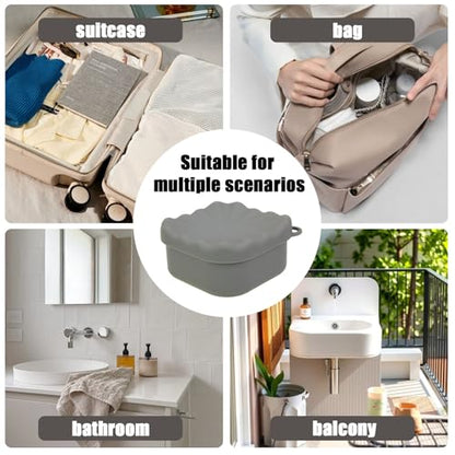 Square Travel Soap Case, Bar Soap Holder for Dr Squatch, Silicone Soap Case with Soap Saver, Portable Shampoo Bar Soap Box for Shower, Travel, Camp (Dark Gray) - color: Dark Gray