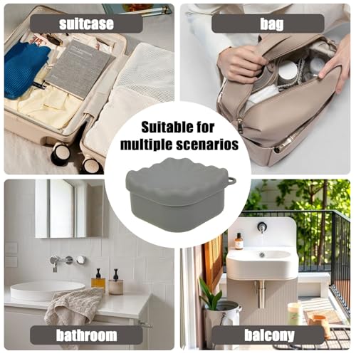 Square Travel Soap Case, Bar Soap Holder for Dr Squatch, Silicone Soap Case with Soap Saver, Portable Shampoo Bar Soap Box for Shower, Travel, Camp (Dark Gray) - color: Dark Gray