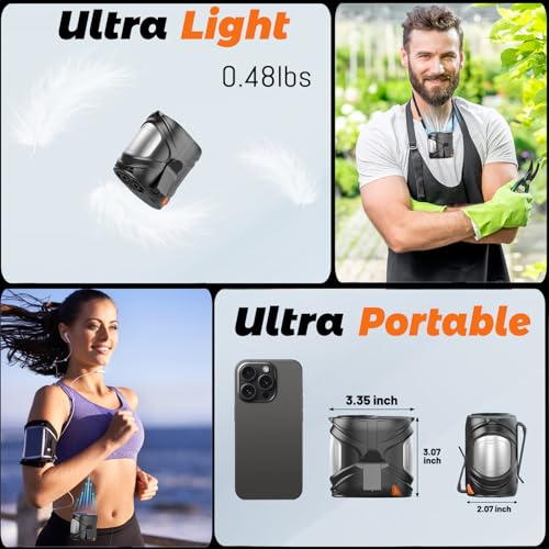 2026 AI Portable Waist Fan, Personal Fan Rechargeable With 6-Speed 16000RPM Strong Airflow, 40H Runtime Wearable Belt Cooler, Hands-Free Shirt/Belt/Neck Fan for Camping, Jobsite, Outdoor (Black) - color: Black
