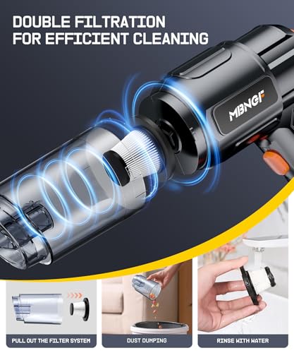 MBNGF Car Vacuum Portable Cordless,35000PA High Power Suction & Blower, Handheld Vacuum Cleaner for Car, Home, Desktop, Keyboard,Birthday Gifts for Men Dad Husband(Midnight Black)