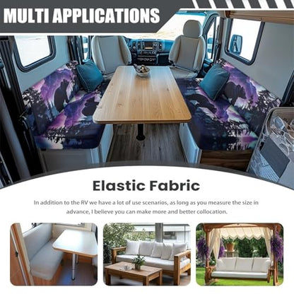 RV Dinette Cushion Covers Replacement Bear Forest RV Camper Cushion Covers Stretch Camper Cushion Slipcovers for RV Sofa - color: Bear Forest