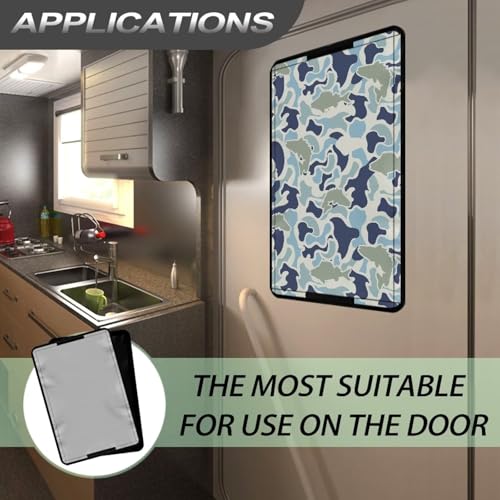 Camo Hunting Fish RV Door Shade Window Cover Fashion Camper Door Window Blackout Shade Foldable Sun Blackout Fabric Curtains for Camper Trailer Coverings - color: Camo Hunting Fish Print