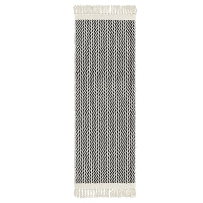 Lahome Belle Boho Hallway Runner Rug, 2x6 Laundry Room Lightweight Entry Woven Cotton Throw Mat with Tassels, Farmhouse Non Shedding Washable Black Low Pile Runner for Kitchen Bathroom - color: Black, size: 2' x 6' (Runner)