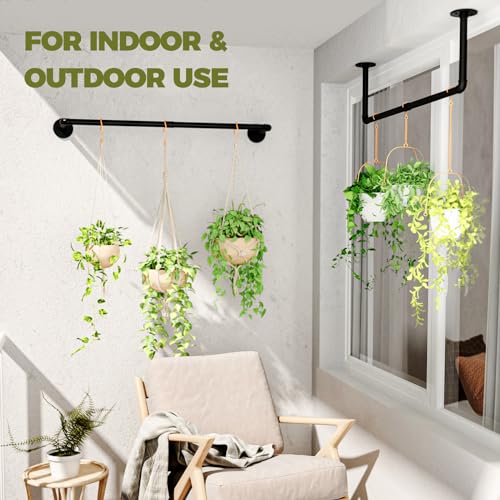 Galood 2Pc Hanging Planters for Indoor Plants Plant Hanger Indoor Hanging Plant Holder Black Metal Rod(Pot/Chain/Plant not Included - size: 36.2in*2
