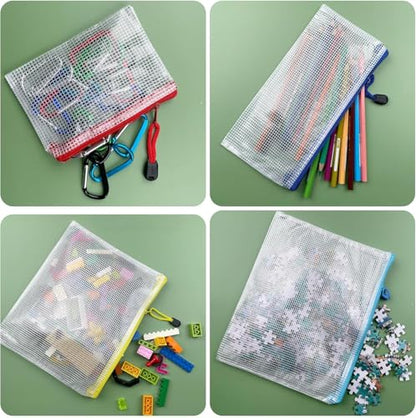 Oaimyy-A3(12.5"x 17.5"), Mesh Zipper Pouch Document Folders Bag Plastic Zip File Folders for School Office Supplies, Travel, Organizing Storage-Black,6 Pcs - size: A3