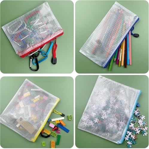 Oaimyy-A5(9"x 7"), Mesh Zipper Pouch Document Folders Bag Plastic Zip File Folders for School Office Supplies, Travel, Organizing Storage-Black,6 Pcs - size: A5