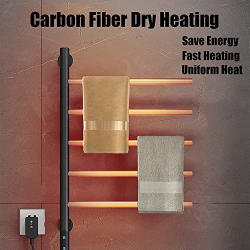 ESOP Heated Towel Racks 180° Rotatable Towel Rack with Timer, 1H-8H, 82W Wall Mounted Towel Warmer Racks, Constant Temperature Heated Towel Warmer for Bathroom, Kitchen, Black