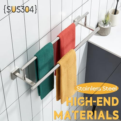 KOKOSIRI Hand Towel Holder Brushed Nickel Bathroom Rack 20-Inch Double Bath Towel Bars Rails for Garage Kitchen Stainless Steel B5009BR-L20 - color: Brushed Nickel, size: 20-Inch