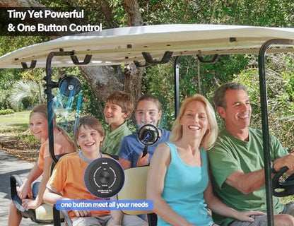 Rechargeable Golf Cart Fan Compatible with EZGO Club Car Yamaha Clip on Fan with Flexible Tripod, 360° Rotatable, 20Hrs Work, 3 Speed Battery Operated for Golf Cart Golf Palyer Summer Essential
