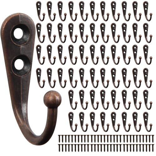 POZEAN 60 Pack Wall Hooks for Hanging, Heavy Duty Small Coat Hooks Wall Mounted for Living Room, Bathroom, Kitchen, Bedroom for Key, Cup, Bag, Hat, Scarf, and More (Oil Rubbed Bronze) - color: Oil Rubbed Bronze, size: 60PCS