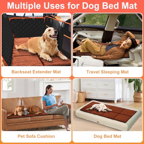 Car Backseat Dog Mat, Comfortable Non-Slip Cushion Suitable for Travel Dog Bed and Pet Home Sofa Blanket, Custom Mat for Car Backseat Extender and Seat Cover (Brown 51.2x23.6in) - color: Brown