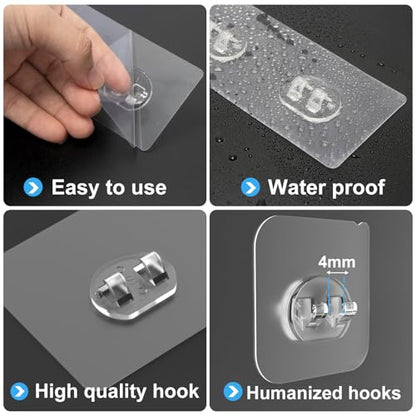 23 Pack Shower Caddy Replacement, Strong Adhesive Strips for Shelf, Waterproof Wall Hooks, No Drilling, Transparent, for Bathroom Organizer and Kitchen Racks - color: Transparent-23 Pack