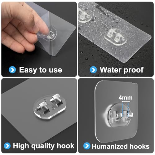 6 Pack Shower Caddy Adhesive Replacement, Strong Adhesive Hooks for Shower Shelf, Waterproof Adhesive Hooks, No Drilling, for Bathroom Shelves, Kitchen Racks and Soap Holder - color: Transparent-6 Pack 1 Hooks