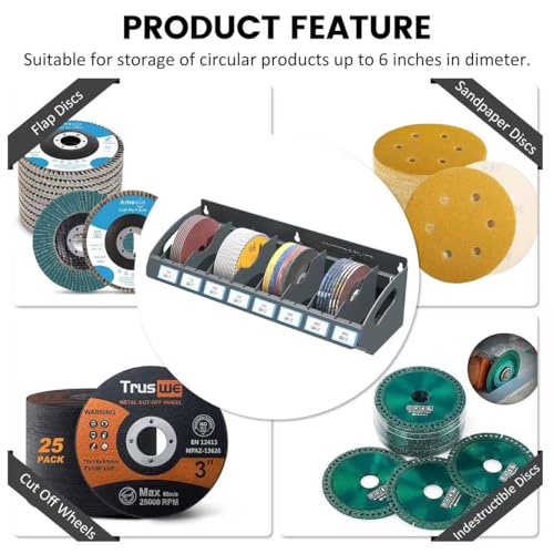 UNITEDPOWER Sanding Discs Holder, 8 Slots Wall Mount Metal Sandpaper Storage Rack for Workshop, Shed, Garage Classified Organization, Fit Most of Sandpaper