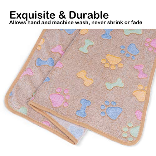 Dono 1 Pack 3 Dog Blankets, Soft Fluffy Fleece Pet Blanket Warm Sleep Mat Paw Print Design Puppy Kitten Throw Blanket Doggy Mat, Blanket for Dogs - color: Brown/Pink/Purple, size: Medium(30*20")