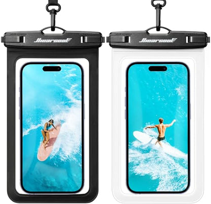 Hiearcool Universal Waterproof Phone Pouch,Underwater Dry Bag for iPhone 17 16 15 14 13 Pro Max XS Plus up to 8.3",IPX8 Cell Phone Case for Cruise Travel Essentials-Black&Clear-2Pack - color: Black&Clear