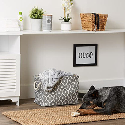Bone Dry Pet Storage Collection Lattice Paw Print, Gray, Medium Rectangle - color: Gray, size: Medium Rectangle