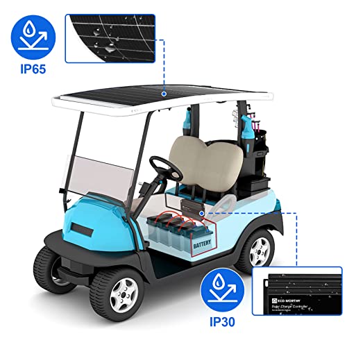 ECO-WORTHY 260W Flexible Solar Panel Kit for Golf Cart,1040wh/day Generation,Charge While Driving,Extend Battery Life,Go Further：2pcs 130W Solar Panel,24V/36V/48V/60V/72V MPPT Boost Charge Controller - size: 260W Golf Cart Solar Kit