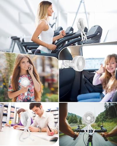 Coohea Stroller Fan Clip on for Baby, 4000mAh Rechargeable Battery Operated, Flexible Tripod, 3 Wind Speed, 360° Rotatable, Small Portable Fan for Car Seat Crib Golf Cart Bike Beach Travel, White - color: White