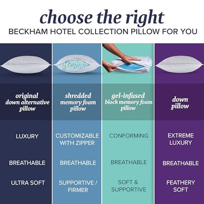 Beckham Hotel Collection King Size Memory Foam (Adjustable Fill) Bed Pillows Set of 2 - Cooling Shredded Foam Pillow for Back, Stomach or Side Sleepers (Pack of 2) - size: King (Adjustable Foam, Pack of 2)