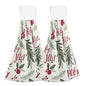 Vnurnrn Hand Towels for Kitchen 2 Pcs Hanging Kitchen Towels Set，Holly Leaf Berries Green Christmas Leaf Soft Absorbent Tea Bar Dish Cloths Bath Towel for Bathroom Laundry Room - color: Holly Leaf Berries Green Christmas Leaf