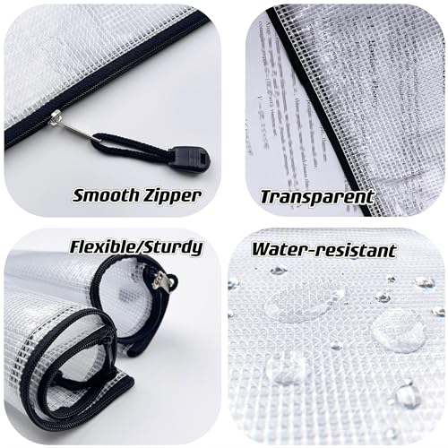Oaimyy-A6(6"x 4.5"), Mesh Zipper Pouch Document Folders Bag Plastic Zip File Folders for School Office Supplies, Travel, Organizing Storage-Black,6 Pcs - size: A6